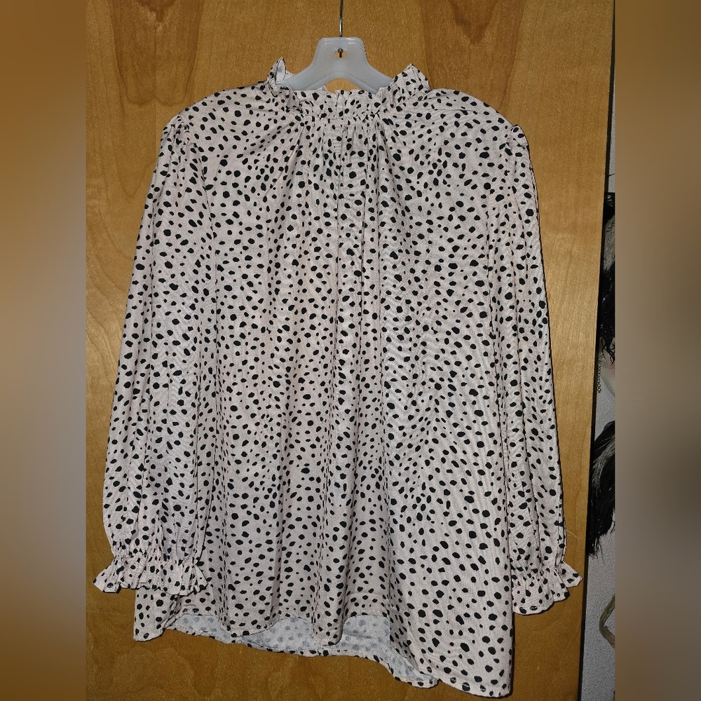 Elegant Black and White Polka Dot Blouse